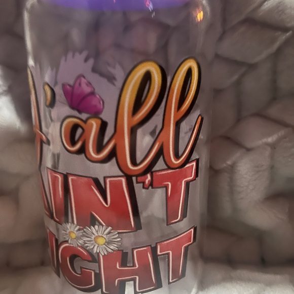 16 ounce rooster themed glass tumbler with acrylic lid and glass straw - Picture 4 of 4